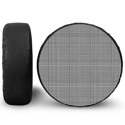 Black And White Glen Plaid Print Tire Cover