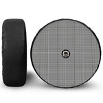 Black And White Glen Plaid Print Tire Cover With Camera Hole
