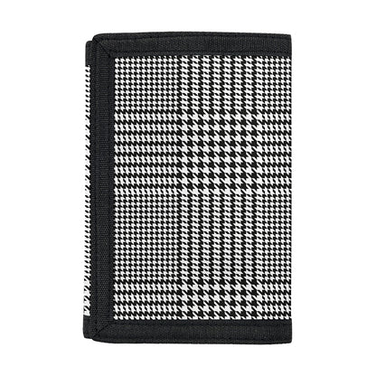 Black And White Glen Plaid Print Trifold Wallet