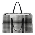 Black And White Glen Plaid Print Utility Tote Bag