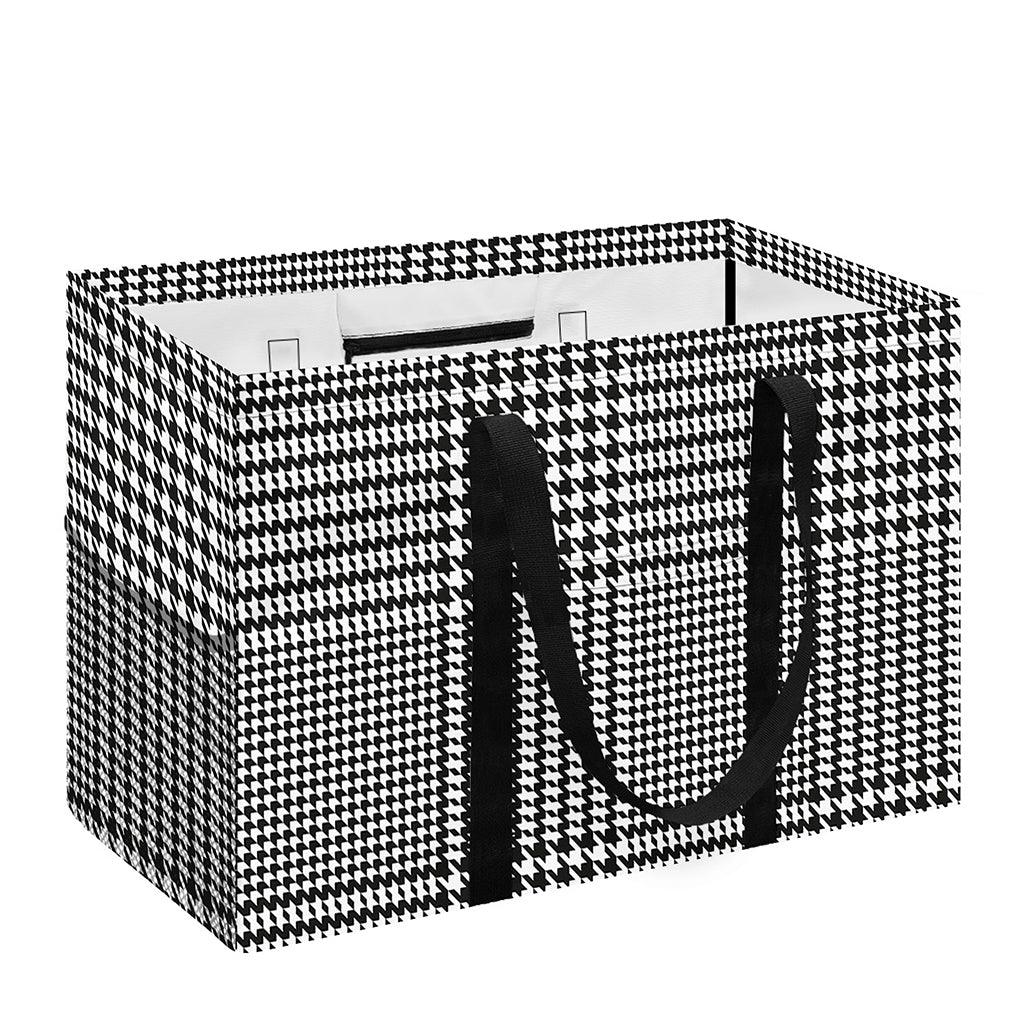 Black And White Glen Plaid Print Utility Tote Bag