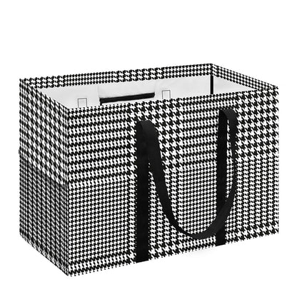 Black And White Glen Plaid Print Utility Tote Bag