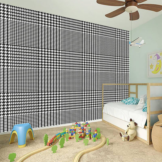 Black And White Glen Plaid Print Wall Sticker