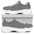 Black And White Glen Plaid Print White Chunky Shoes