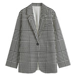 Black And White Glen Plaid Print Women's Blazer