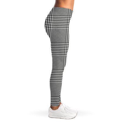 Black And White Glen Plaid Print Women's Leggings