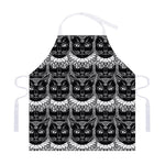 Black And White Gothic Wiccan Cat Print Adjustable Apron