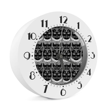 Black And White Gothic Wiccan Cat Print Alarm Clock