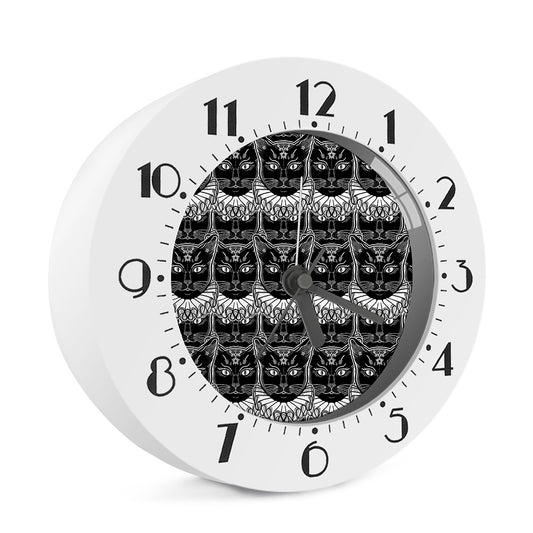 Black And White Gothic Wiccan Cat Print Alarm Clock