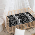 Black And White Gothic Wiccan Cat Print Baby Crib Sheet