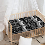 Black And White Gothic Wiccan Cat Print Baby Crib Sheet