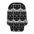 Black And White Gothic Wiccan Cat Print Baby Seat Cover