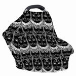 Black And White Gothic Wiccan Cat Print Baby Seat Cover