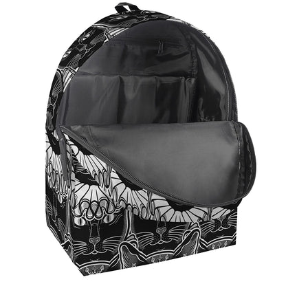 Black And White Gothic Wiccan Cat Print Backpack