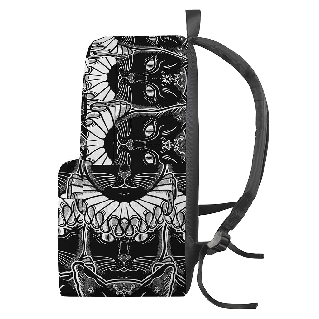 Black And White Gothic Wiccan Cat Print Backpack