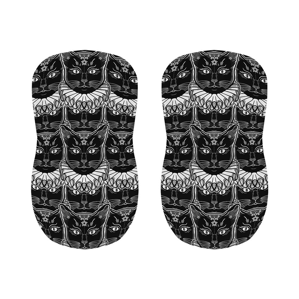 Black And White Gothic Wiccan Cat Print Bar Stool Covers