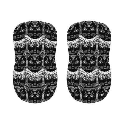 Black And White Gothic Wiccan Cat Print Bar Stool Covers