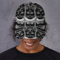 Black And White Gothic Wiccan Cat Print Baseball Cap