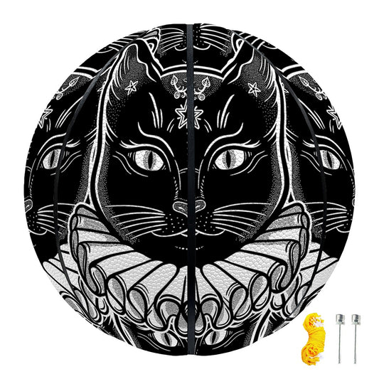 Black And White Gothic Wiccan Cat Print Basketball