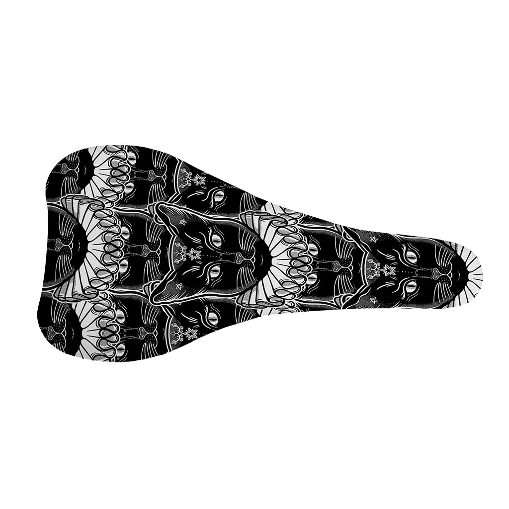 Black And White Gothic Wiccan Cat Print Bicycle Seat Cover