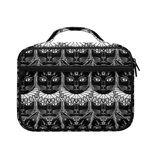 Black And White Gothic Wiccan Cat Print Briefcase Bible Bag