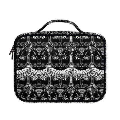 Black And White Gothic Wiccan Cat Print Briefcase Bible Bag