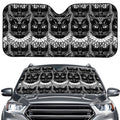 Black And White Gothic Wiccan Cat Print Car Windshield Sun Shade