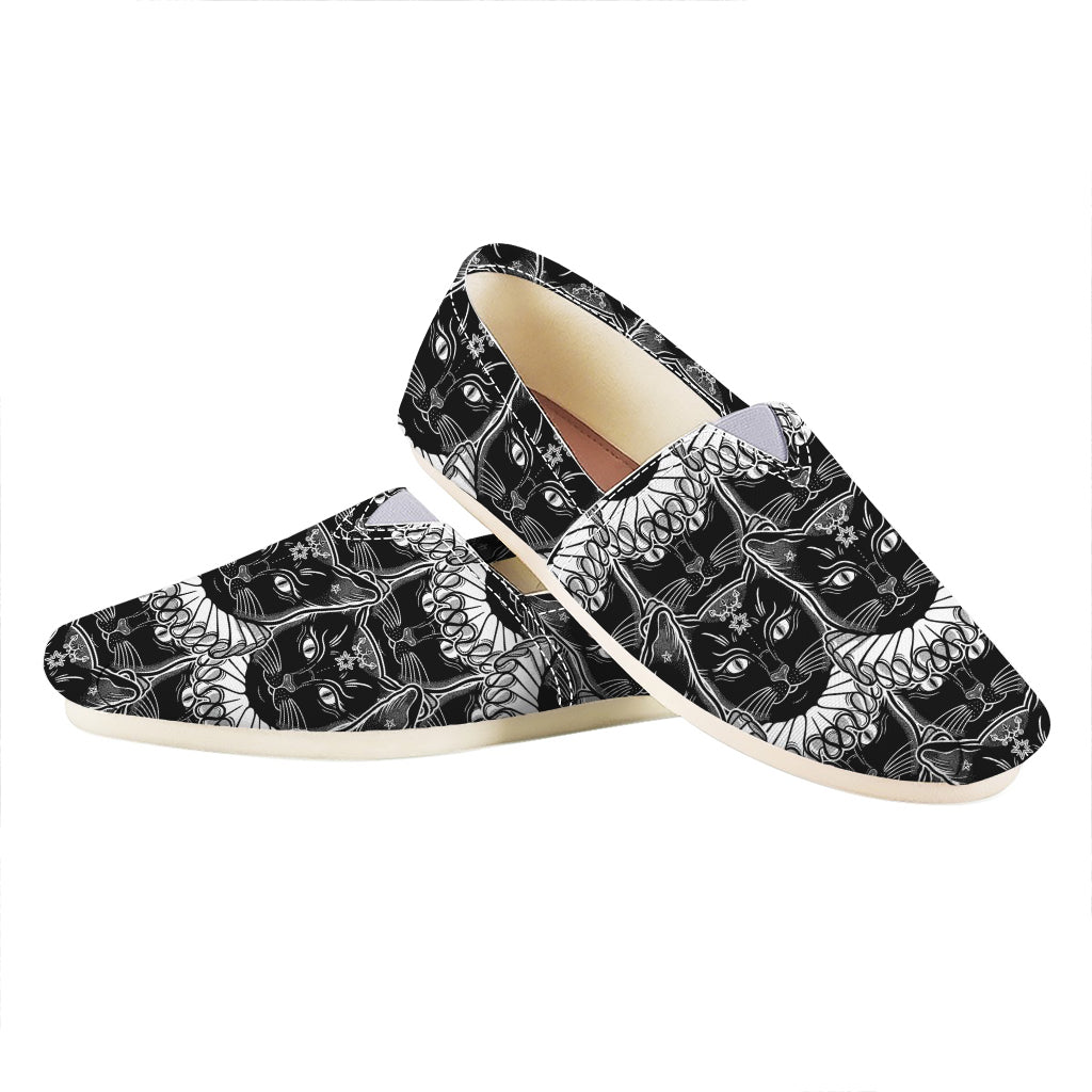 Black And White Gothic Wiccan Cat Print Casual Shoes