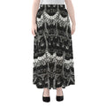 Black And White Gothic Wiccan Cat Print Chiffon Maxi Skirt