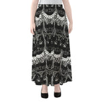 Black And White Gothic Wiccan Cat Print Chiffon Maxi Skirt