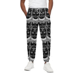Black And White Gothic Wiccan Cat Print Cotton Pants