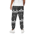 Black And White Gothic Wiccan Cat Print Cotton Pants
