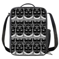 Black And White Gothic Wiccan Cat Print Crossbody Lunch Bag
