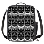 Black And White Gothic Wiccan Cat Print Crossbody Lunch Bag