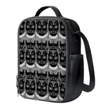 Black And White Gothic Wiccan Cat Print Crossbody Lunch Bag