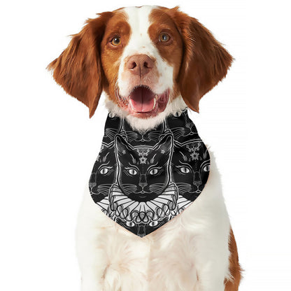 Black And White Gothic Wiccan Cat Print Dog Bandana