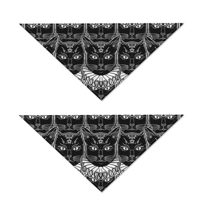 Black And White Gothic Wiccan Cat Print Dog Bandana