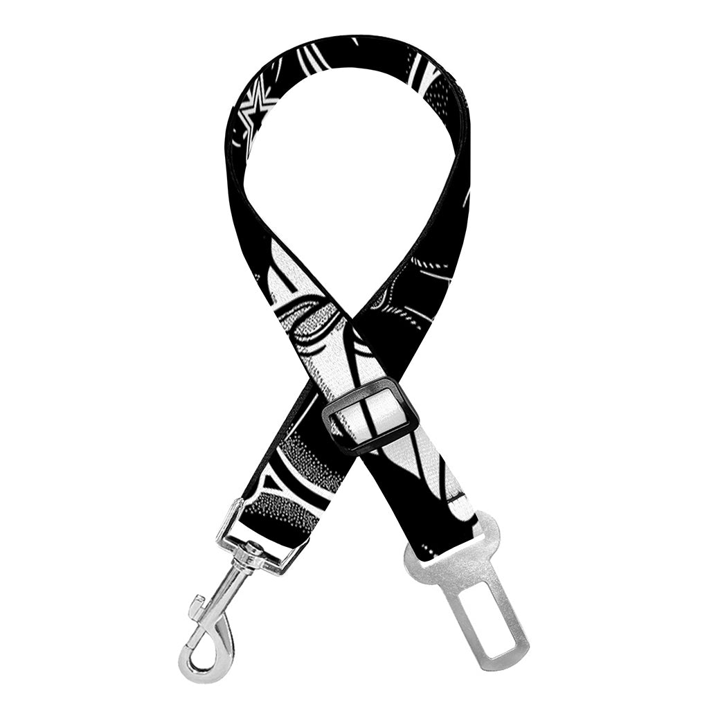 Black And White Gothic Wiccan Cat Print Dog Seat Belt