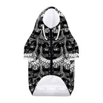 Black And White Gothic Wiccan Cat Print Dog Zip Up Hoodie