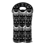 Black And White Gothic Wiccan Cat Print Double Neoprene Wine Tote