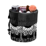Black And White Gothic Wiccan Cat Print Drawstring Makeup Bag