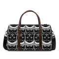 Black And White Gothic Wiccan Cat Print Duffel Bag