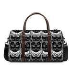 Black And White Gothic Wiccan Cat Print Duffle Bag