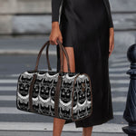 Black And White Gothic Wiccan Cat Print Duffle Bag