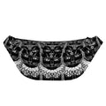 Black And White Gothic Wiccan Cat Print Fanny Pack
