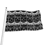 Black And White Gothic Wiccan Cat Print Flag