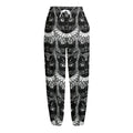 Black And White Gothic Wiccan Cat Print Fleece Lined Knit Pants