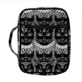 Black And White Gothic Wiccan Cat Print Front Pocket Bible Bag