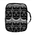 Black And White Gothic Wiccan Cat Print Front Pocket Bible Bag