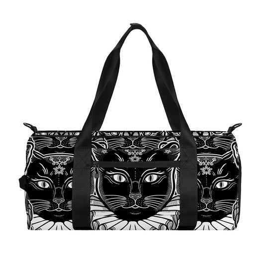 Black And White Gothic Wiccan Cat Print Gym Bag